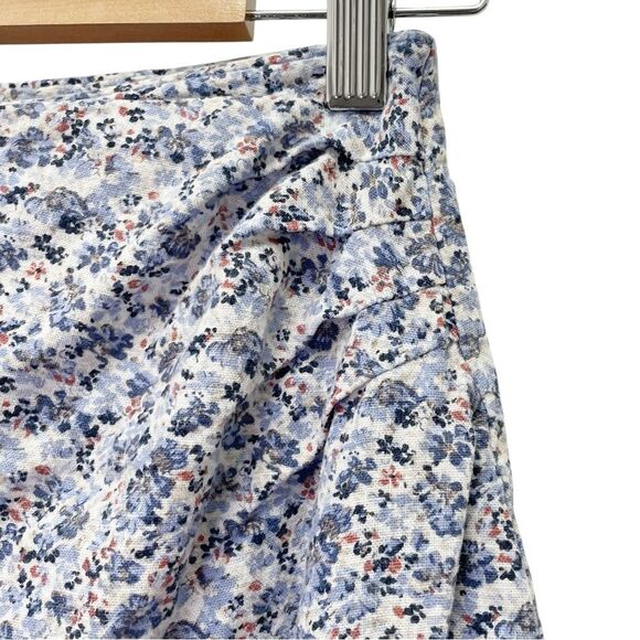 Abercrombie & Fitch Side Slit Midi Skirt Blue Floral Linen Blend Size Small - Picture 8 of 12